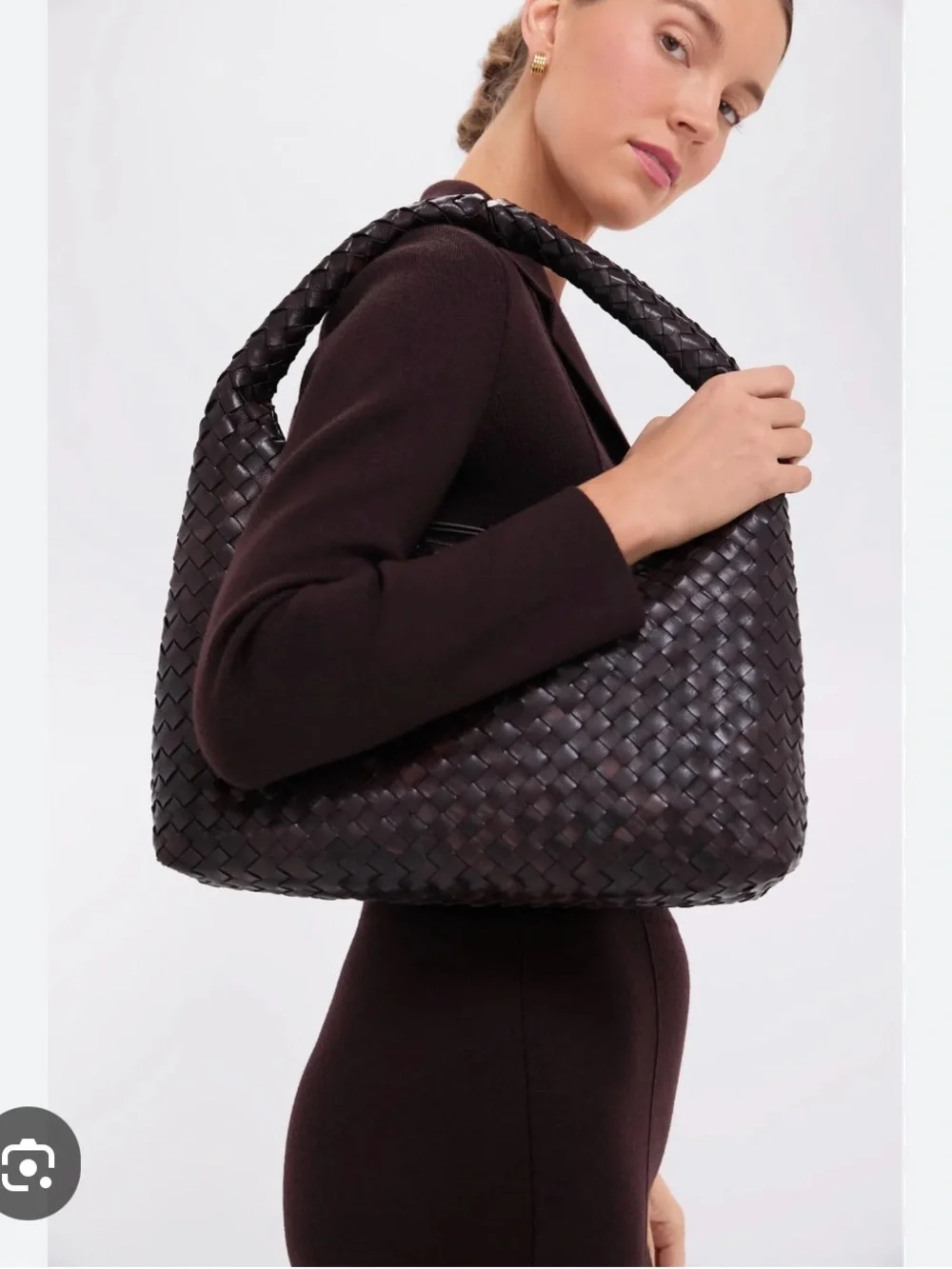Loeffler Randall Willow Woven Leather Hobo Bag in Dark Brown - Picture 2 of 10